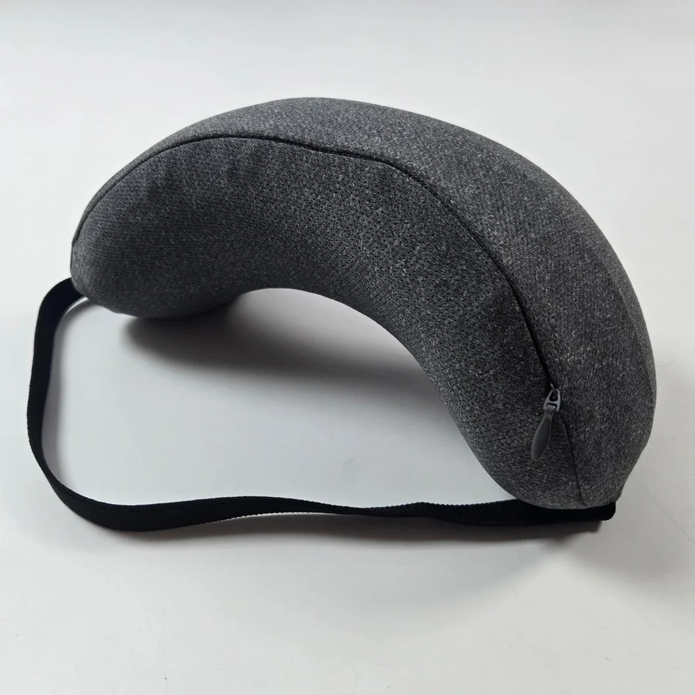 Brookstone Travel Neck Pillow Gray Memory Foam Supportive Luggage Strap NEW
